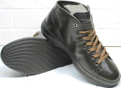 Высокие осенние кроссовки кеды с черной подошвой Ikoc 1770-5 B-Brown.