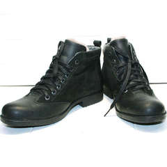Теплые мужские ботинки на зиму Luciano Bellini 6057-58K Black Leathers & Nubuk.
