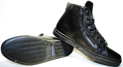 Шкіряні кеди черевики на шнурках. Термо черевики чоловічі зимові черевики снікерси Cabani BlackLeather.