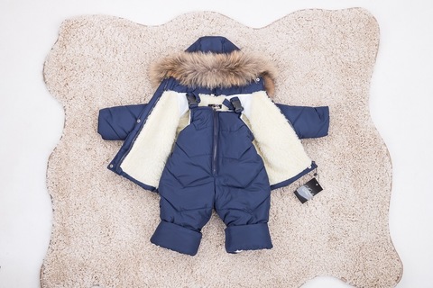 Зимний комбинезон с курткой детский Look синий однотон