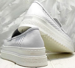 Белые туфли кроссовки кожаные женские Derem 372-17 All White.