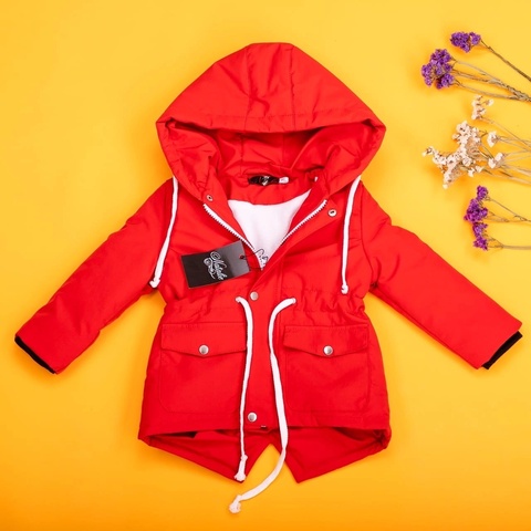 Куртка парка детская демисезонная красная