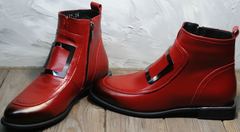 Женские кожаные ботинки осень Evromoda 1481547 S.A.-Red