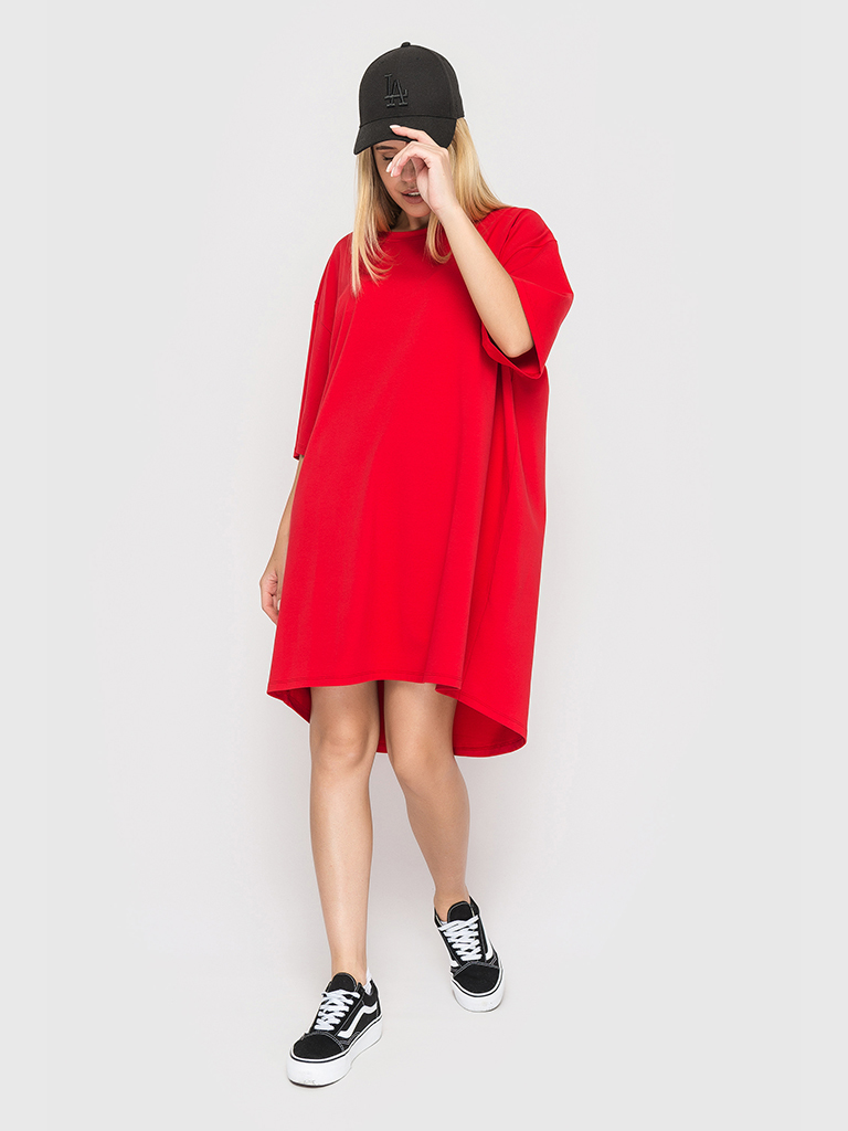 Платье-футболка красное YOS от украинского бренда Your Own Style