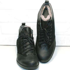 Мужские зимние ботинки из натуральной кожи Luciano Bellini 6057-58K Black Leathers & Nubuk.