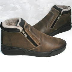 Мужские зимние ботинки из натуральной кожи Rifellini Rovigo 046 Brown Black
