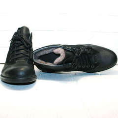 Черные ботинки мужские натуральная кожа натуральный мех Luciano Bellini 6057-58K Black Leathers & Nubuk.