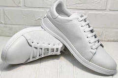 Модние туфли кеды с перфорацией женские Evromoda 141-1511 White Leather.