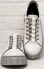 Осенние кроссовки женские белые на платформе Guero G146 508 04 White Gray.