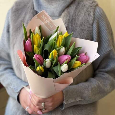 17 тюльпанов в букете «Нежное мгновение», Цветы: Тюльпан