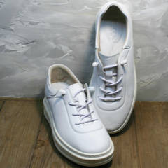 Кожаные кроссовки кеды белые женские Rozen M-520 All White.