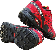 Красивые кроссовки трекинговые мужские Salomon Speedcross 3 A-2054 Red Black.