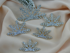 Набір сніжинок для ободка мілкий глітер срібний № 2