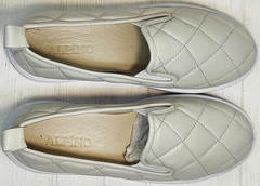 Стеганые туфли слипоны кожаные женские Alpino 21YA-Y2859 Cream.