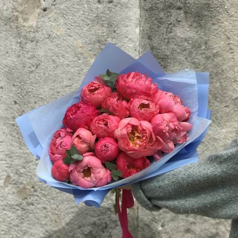 Photo of Bouquet of 15 coral peonies Coral Charm