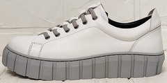 Белые кожаные кроссовки кеды женские на платформе Guero G146 508 04 White Gray.