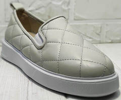 Летние слипоны туфли женские на платформе 2,5 см Alpino 21YA-Y2859 Cream.