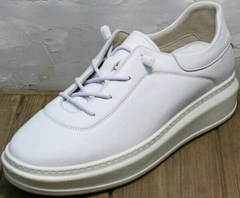 Модные спортивные туфли кроссовки женские белые Rozen M-520 All White.