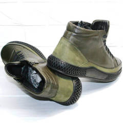 Модные мужские ботинки демисезонные термо Luciano Bellini BC2803 TL Khaki.