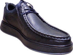 Кожаные туфли мужские мокасины демисезонные Arsello 22-01 Black Leather.