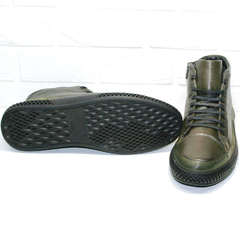 Кожаные мужские ботинки на плоской подошве Luciano Bellini BC2803 TL Khaki.