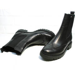Осенние ботинки женские Jina 7113 Leather Black