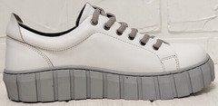 Кожаные женские кроссовки на платформе Guero G146 508 04 White Gray.