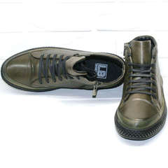 Теплые мужские ботинки натуральная кожа Luciano Bellini BC2803 TL Khaki.