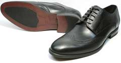 Кожаные туфли мужские под костюм Ikos 1157-1 Classic Black.