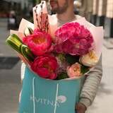 Photo of Rich interesting bouquet with peonies «Bright Pysanka»