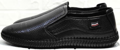 Черные туфли мужские мокасины с перфорацией кэжуал стайл Ridge Z-291-80 All Black.