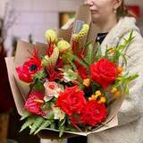 Photo of Bright bouquet with exotic flowers «Pangolin's dance»