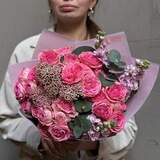 Photo of Bouquet with pink bush roses «Raspberry Marmalade»