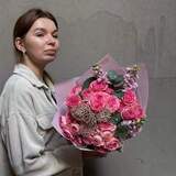 Photo of Bouquet with pink bush roses «Raspberry Marmalade»