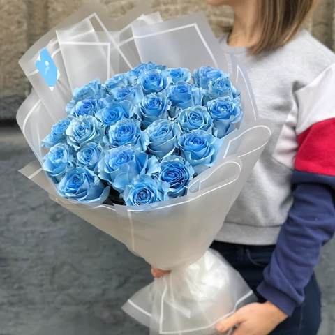Blue roses, Bouquet of 25 blue roses