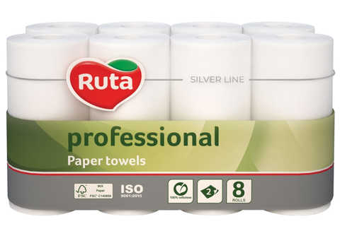 Рушники паперові Ruta Professional 2сл. (8 керм.) білі (R0530)