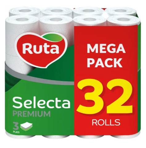 Папір туалетний Ruta Selecta 3сл. (32 шт.) біла