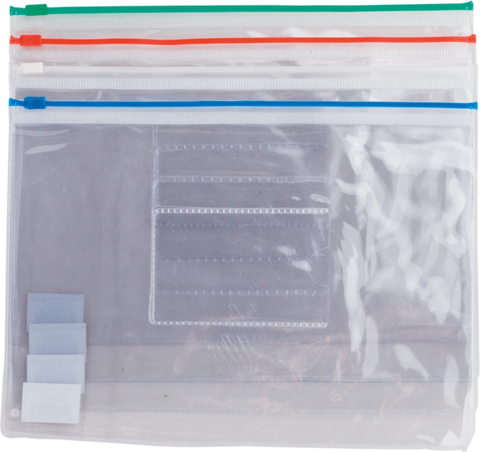Папка-конверт А5 на молнии zip-lock, глянцевый прозрачный пластик, цветная, ассорти (BM.3947-99)