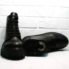 Модные молодежные ботинки кожаные женские Frenzony 701-20 Black Leather&Fur.