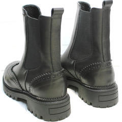 Весенние ботинки женские Jina 7113 Leather Black