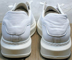 Стильные кеды женские белые кожаные на высокой подошве Rozen M-520 All White.