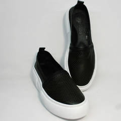 Туфли слипоны женские Evromoda 457.024e White Black.