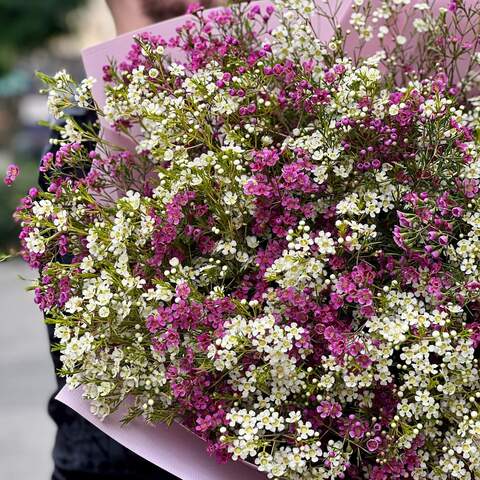 Photo of 51 chamelaucium sprigs in a bouquet «Enchanting shades»