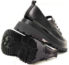 Кожаные женские туфли на платформе черные Marani magli M-237-06-18 Black.