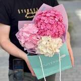 Photo of 3 hydrangeas in a bouquet «Shades of Pink»