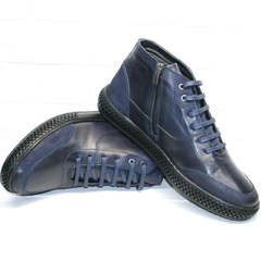 Кожаные ботинки кэжуал мужские Luciano Bellini BC2802 L Blue.