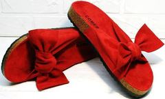 Красивые шлепанцы модные босоножки без каблука Comer SAR-15 Red.