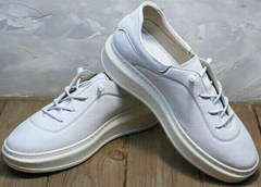 Белые осенние кроссовки кеды утепленные женские Rozen M-520 All White.