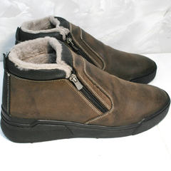 Мужские зимние ботинки на натуральном меху купить Rifellini Rovigo 046 Brown Black