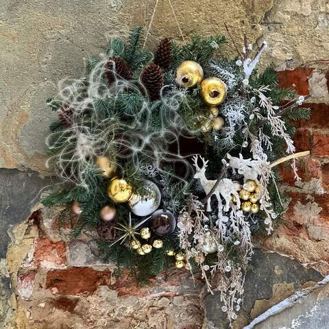Christmas Wreath «Northern adventures», Flowers: Fir-needles, Decoration, Cones